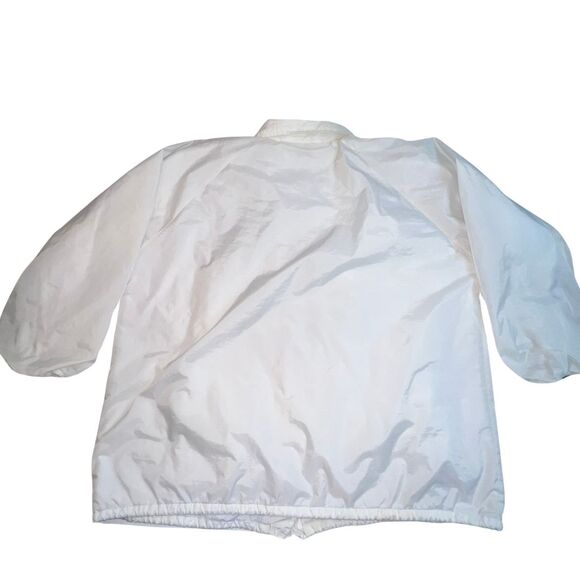 Vintage 90s White Windbreaker Women 1X Lined Grandmacore Y2K Jacket Snap Buttons - Picture 4 of 10
